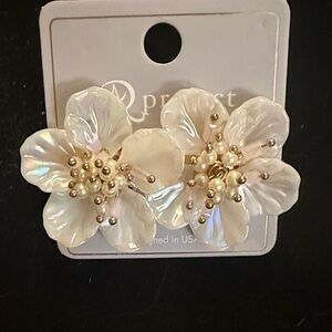 White Floral Earrings